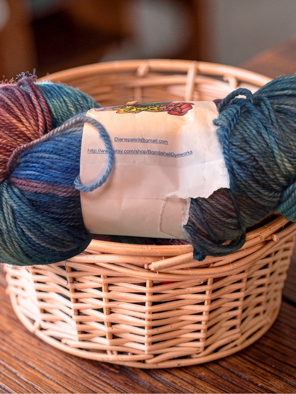 Hand-Dyed Variegated Wool Yarn Skein in Teal and Blue - Bombshell Dyeworks